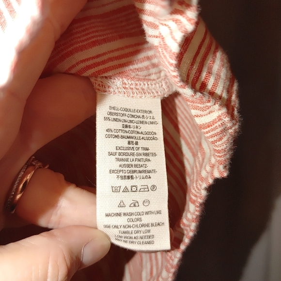 Free People Hello There Off the Shoulder Button From Long Sleeve Stripe Bow S - Picture 8 of 9